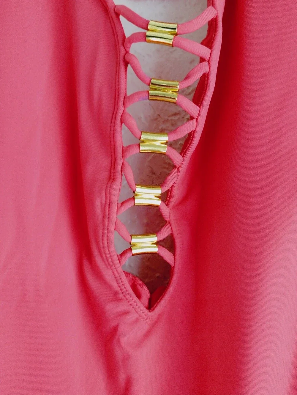 Bleu Rod Beattie Hot Pink Bikini Top with Gold Accents